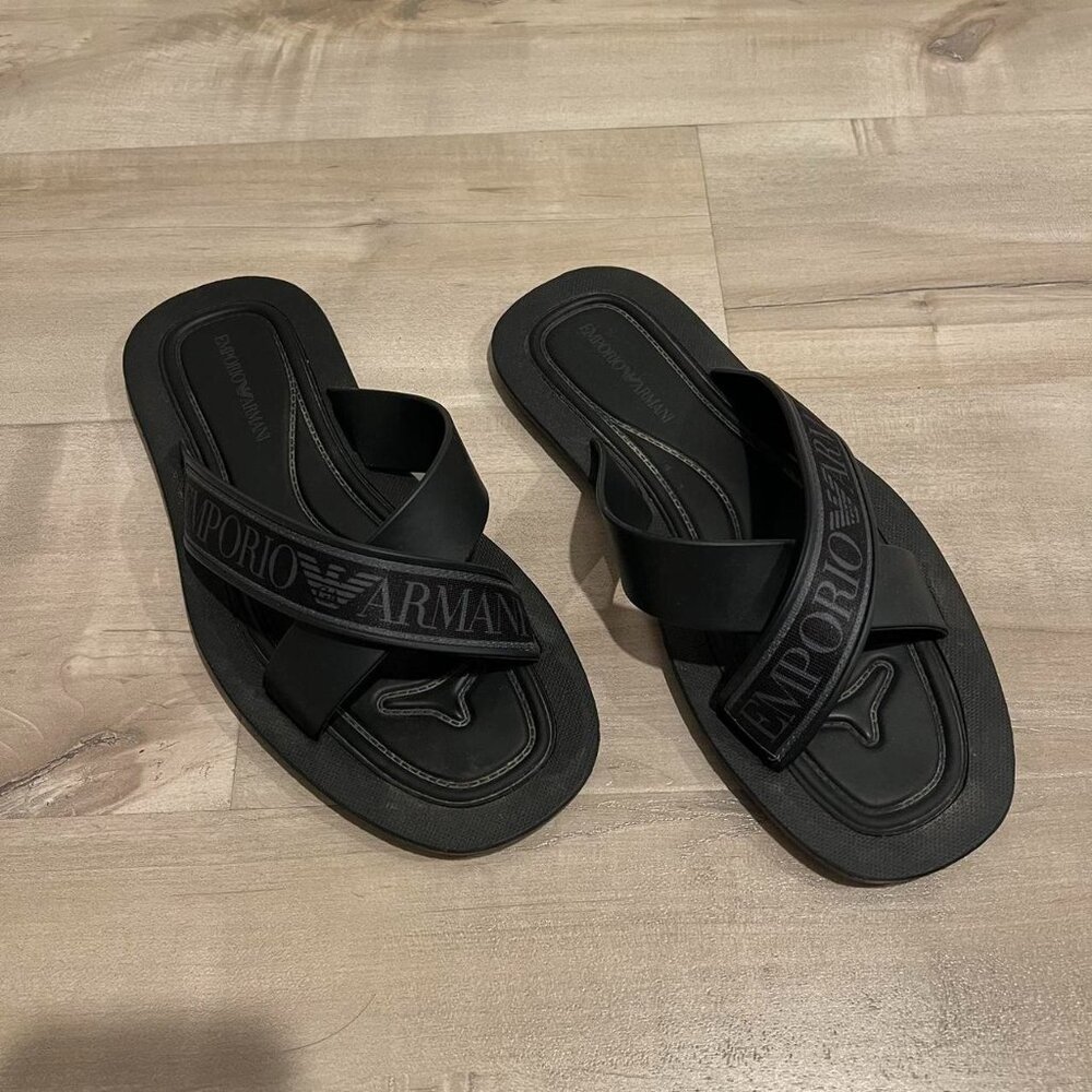Black Emporio Armani slides